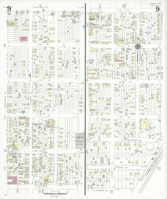 Sanborn Fire Insurance Map from Borger, Hutchinson County, Texas (1940), Sheet #0009 - Historic Sanborn Fire Insurance Map Print, vintage old map wall art, antique decor, genealogy gift, Texas Texas map