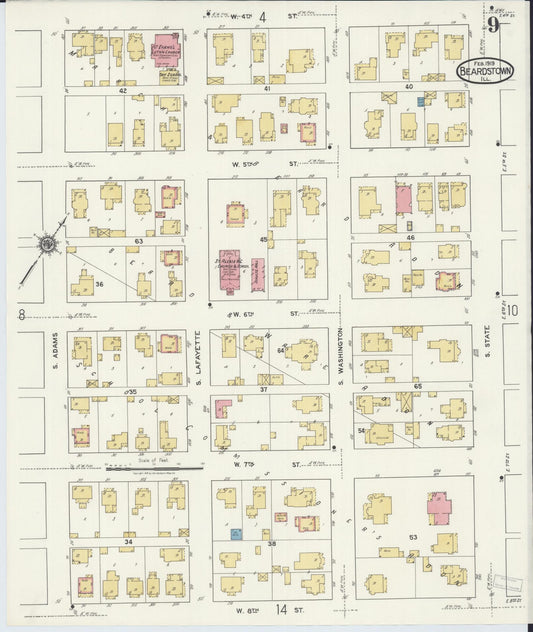 Sanborn Fire Insurance Map from Beardstown, Cass County, Illinois (1919), Sheet #0009 - Historic Sanborn Fire Insurance Map Print, vintage old map wall art, antique decor, genealogy gift, Illinois Illinois map