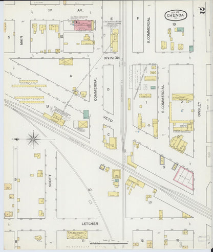 Sanborn Fire Insurance Map from Chenoa, McLean County, Illinois (1892), Sheet #0002 - Complete Map Set gallery image, historic Sanborn map, vintage wall art, Illinois Illinois
