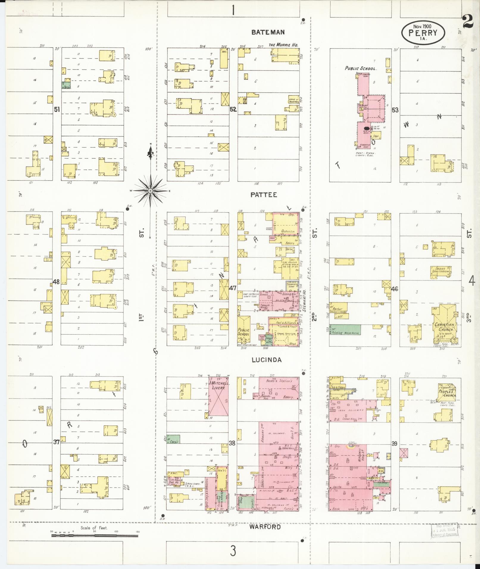 Sanborn Fire Insurance Map from Perry, Dallas County, Iowa (1900), Sheet #0002 - Historic Sanborn Fire Insurance Map Print, vintage old map wall art