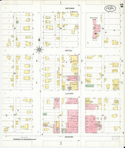 Sanborn Fire Insurance Map from Perry, Dallas County, Iowa (1900), Sheet #0002 - Historic Sanborn Fire Insurance Map Print, vintage old map wall art