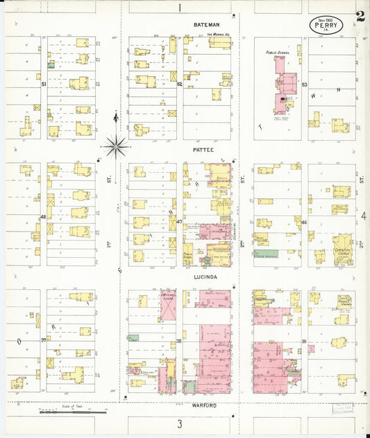 Sanborn Fire Insurance Map from Perry, Dallas County, Iowa (1900), Sheet #0002 - Historic Sanborn Fire Insurance Map Print, vintage old map wall art