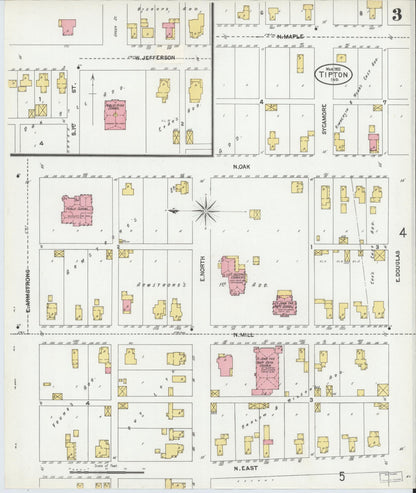 Sanborn Fire Insurance Map from Tipton, Tipton County, Indiana (1902), Sheet #0003 - Historic Sanborn Fire Insurance Map Print, vintage old map wall art, antique decor, genealogy gift, Indiana Indiana map