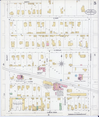 Sanborn Fire Insurance Map from Taylorville, Christian County, Illinois (1899), Sheet #0005 - Complete Map Set gallery image, historic Sanborn map, vintage wall art, Illinois Illinois