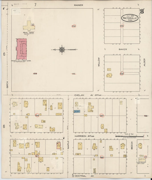 Sanborn Fire Insurance Map from Waterville, Douglas County, Washington (1942), Sheet #0008 - Historic Sanborn Fire Insurance Map Print, vintage old map wall art, antique decor, genealogy gift, Washington Washington map