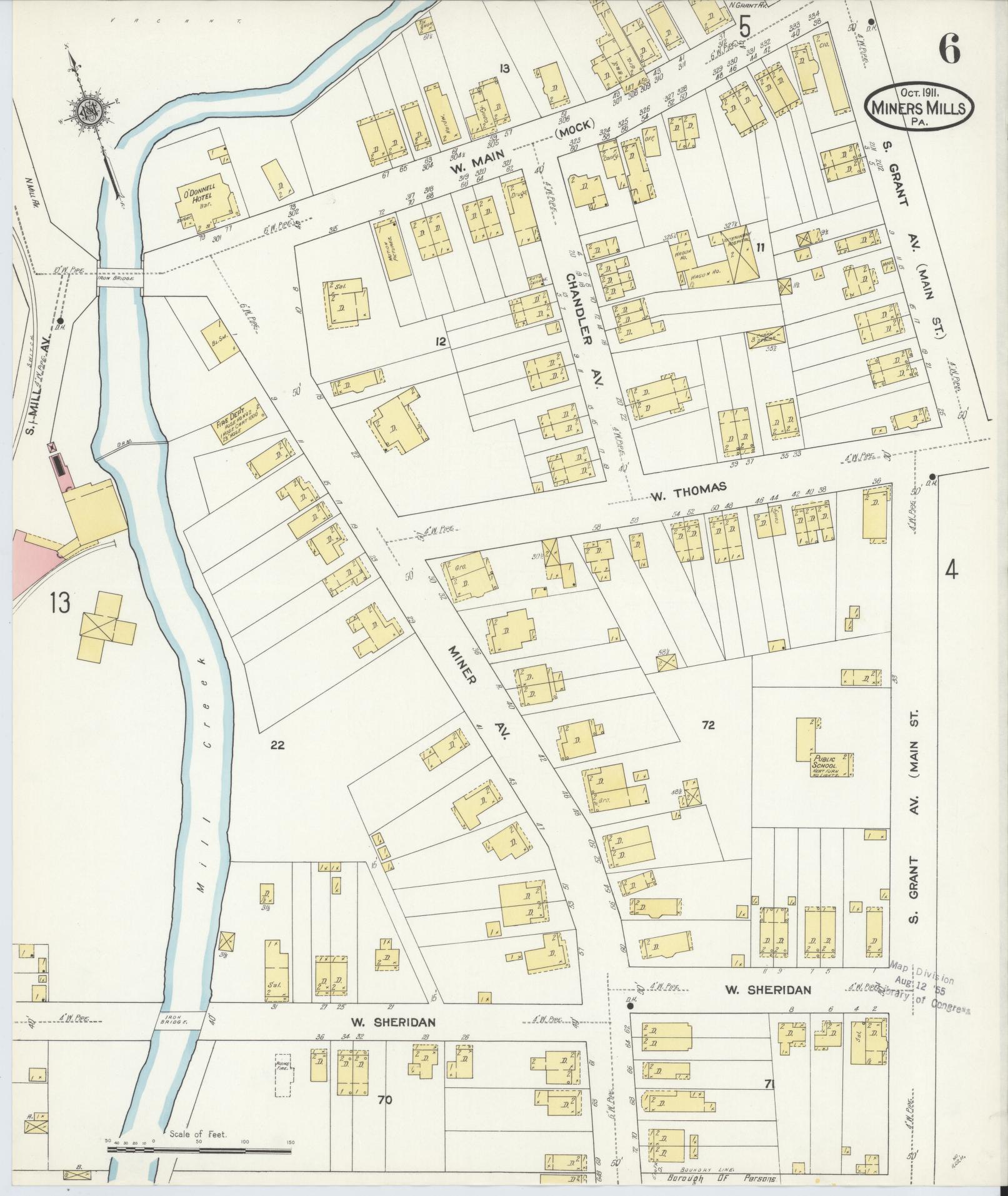 Sanborn Fire Insurance Map from Miners Mills, Luzerne County, Pennsylvania (1911), Sheet #0006 - Complete Map Set gallery image, historic Sanborn map, vintage wall art, Pennsylvania Pennsylvania
