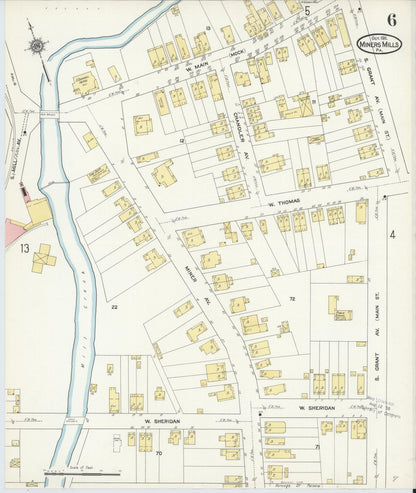 Sanborn Fire Insurance Map from Miners Mills, Luzerne County, Pennsylvania (1911), Sheet #0006 - Complete Map Set gallery image, historic Sanborn map, vintage wall art, Pennsylvania Pennsylvania