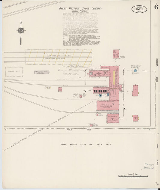 Sanborn Fire Insurance Map from Lovell, Big Horn County, Wyoming (1918), Sheet #0006 - Historic Sanborn Fire Insurance Map Print, vintage old map wall art, antique decor, genealogy gift, Wyoming Wyoming map