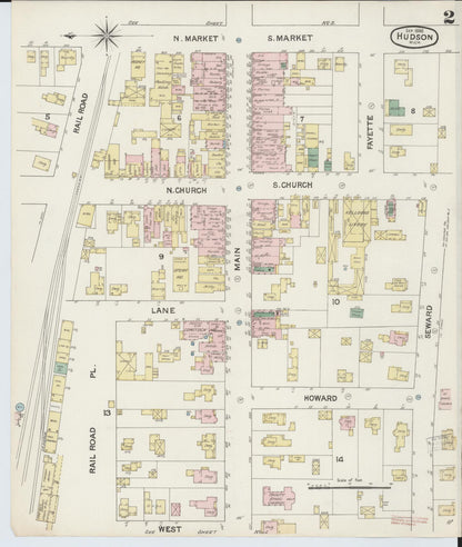 Sanborn Fire Insurance Map from Hudson, Lenawee County, Michigan (1888), Sheet #0002 - Complete Map Set gallery image, historic Sanborn map, vintage wall art, Michigan Michigan
