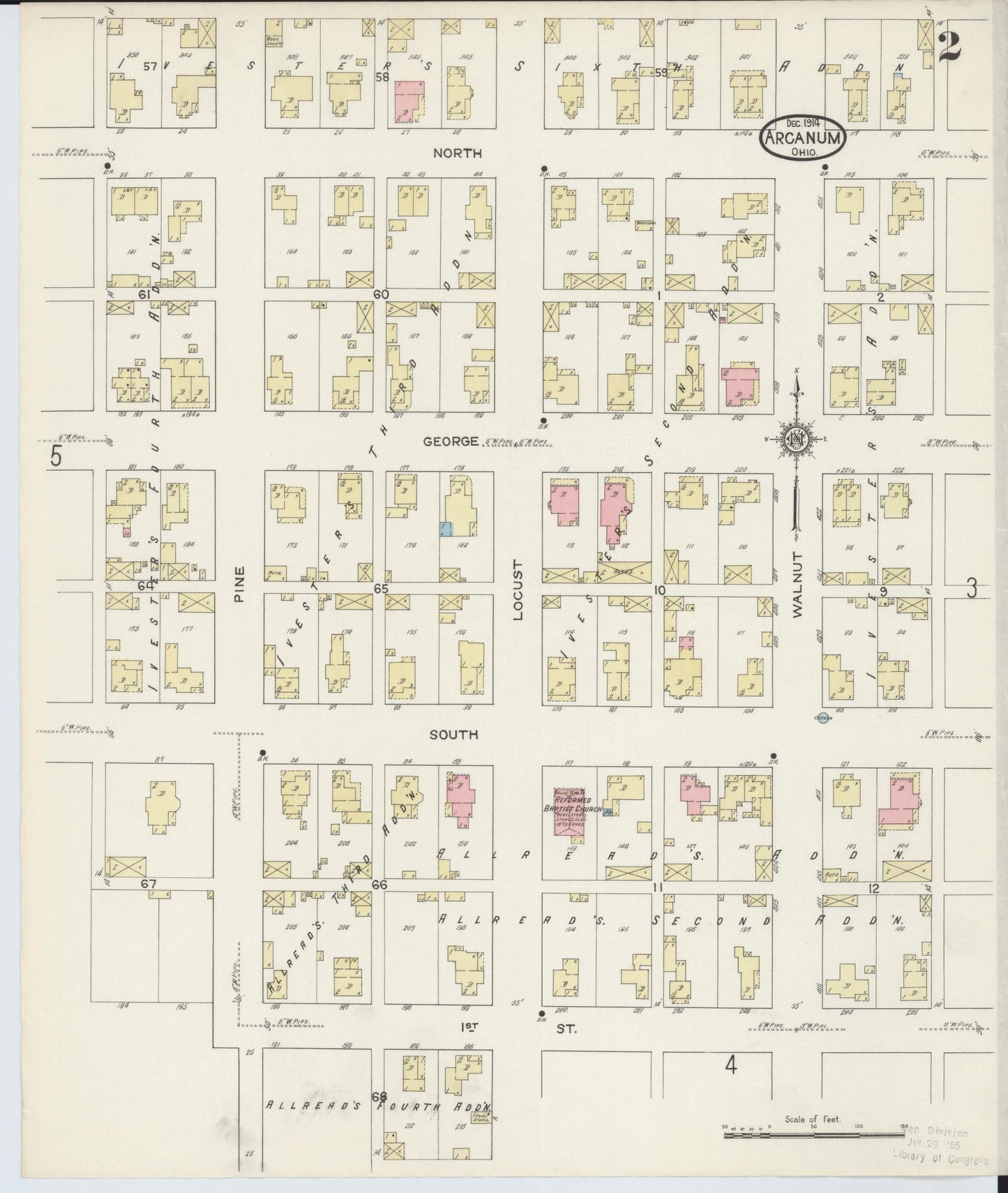 Sanborn Fire Insurance Map from Arcanum, Darke County, Ohio (1914), Sheet #0002 - Historic Sanborn Fire Insurance Map Print, vintage old map wall art, antique decor, genealogy gift, Ohio Ohio map