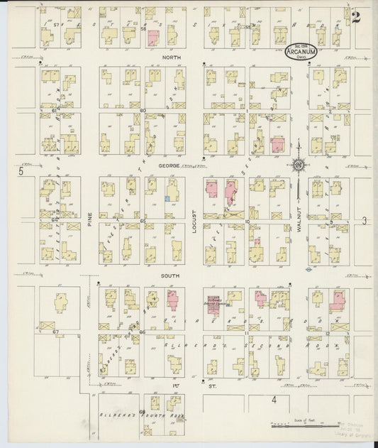 Sanborn Fire Insurance Map from Arcanum, Darke County, Ohio (1914), Sheet #0002 - Historic Sanborn Fire Insurance Map Print, vintage old map wall art, antique decor, genealogy gift, Ohio Ohio map