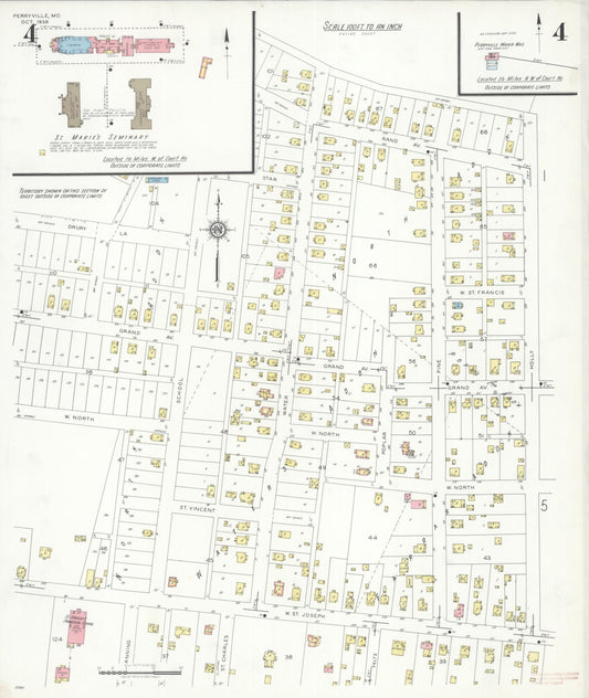 Sanborn Fire Insurance Map from Perryville, Perry County, Missouri (1938), Sheet #0004 - Historic Sanborn Fire Insurance Map Print, vintage old map wall art, antique decor, genealogy gift, Missouri Missouri map