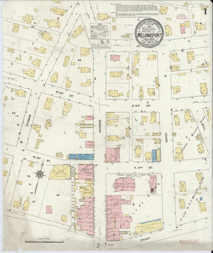 Sanborn Fire Insurance Map from Williamsport, Warren County, Indiana (1910), Sheet #0001 - Historic Sanborn Fire Insurance Map Print, vintage old map wall art, antique decor, genealogy gift, Indiana Indiana map