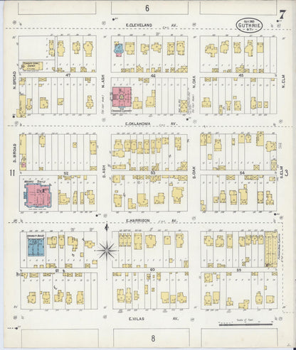 Sanborn Fire Insurance Map from Guthrie, Logain County, Oklahoma (1903), Sheet #0007 - Complete Map Set gallery image, historic Sanborn map, vintage wall art, Oklahoma Oklahoma