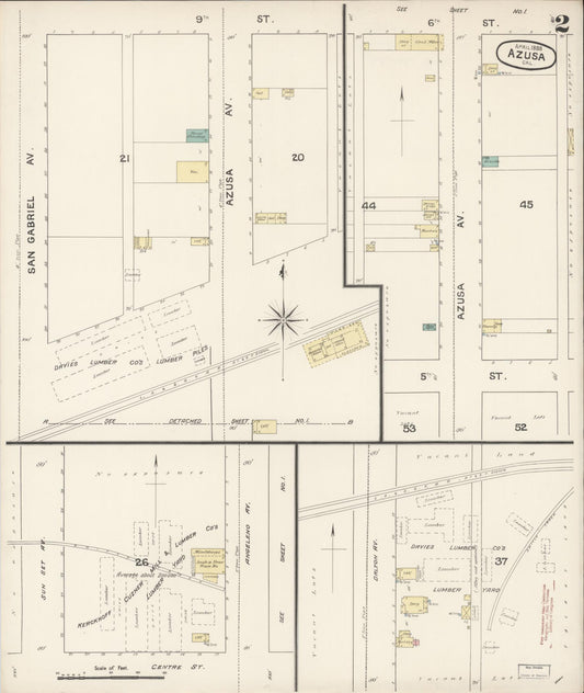 Sanborn Fire Insurance Map from Azusa, Los Angeles County, California (1888), Sheet #0002 - Historic Sanborn Fire Insurance Map Print, vintage old map wall art, antique decor, genealogy gift, California California map