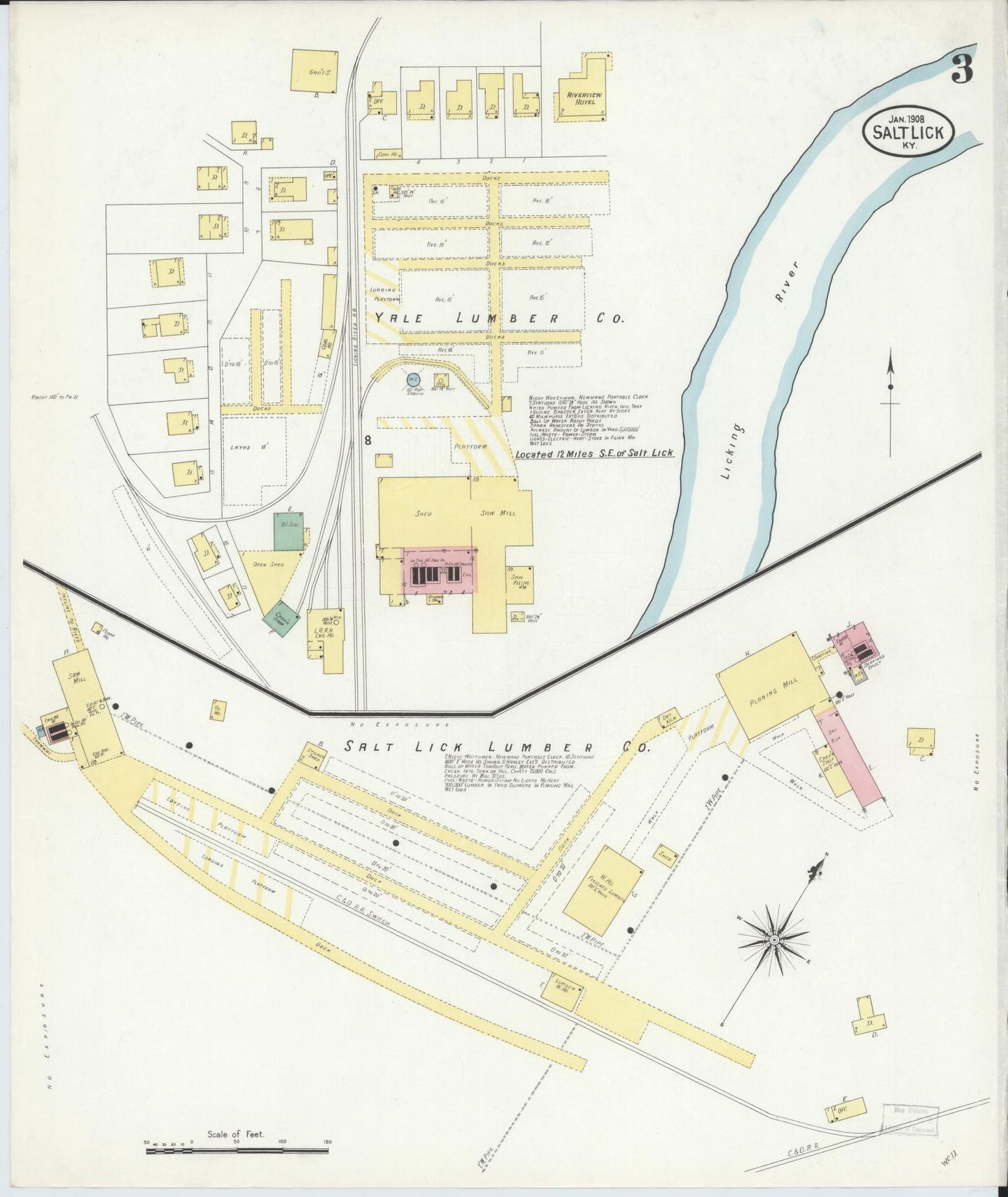 Sanborn Fire Insurance Map from Salt Lick, Bath County, Kentucky (1908), Sheet #0003 - Complete Map Set gallery image, historic Sanborn map, vintage wall art, Kentucky Kentucky