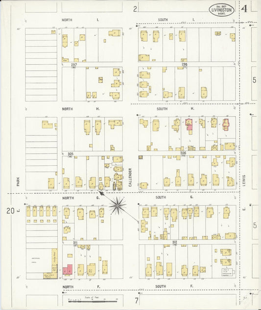 Sanborn Fire Insurance Map from Livingston, Park County, Montana (1907), Sheet #0004 - Historic Sanborn Fire Insurance Map Print, vintage old map wall art, antique decor, genealogy gift, Montana Montana map