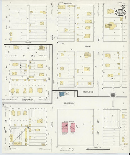 Sanborn Fire Insurance Map from Okeene, Blaine County, Oklahoma (1916), Sheet #0003 - Complete Map Set gallery image, historic Sanborn map, vintage wall art, Oklahoma Oklahoma