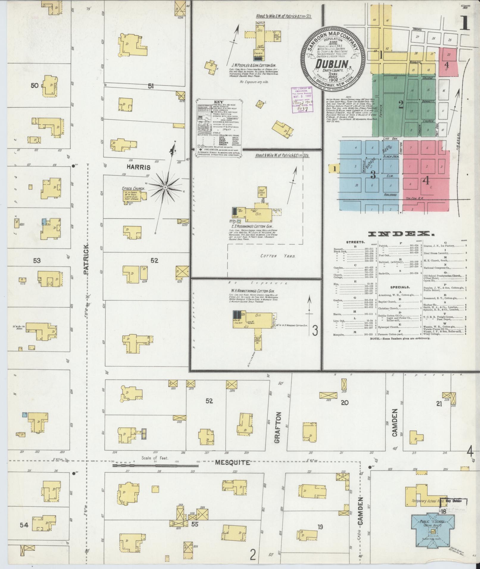 Sanborn Fire Insurance Map from Dublin, Erath County, Texas (1902), Sheet #0001 - Complete Map Set gallery image, historic Sanborn map, vintage wall art, Texas Texas