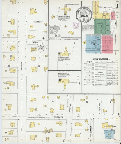 Sanborn Fire Insurance Map from Dublin, Erath County, Texas (1902), Sheet #0001 - Complete Map Set gallery image, historic Sanborn map, vintage wall art, Texas Texas