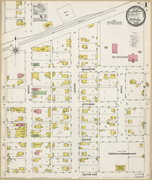 Sanborn Fire Insurance Map from Andrews, Huntington County, Indiana (1900), Sheet #0001 - Historic Sanborn Fire Insurance Map Print, vintage old map wall art, antique decor, genealogy gift, Indiana Indiana map