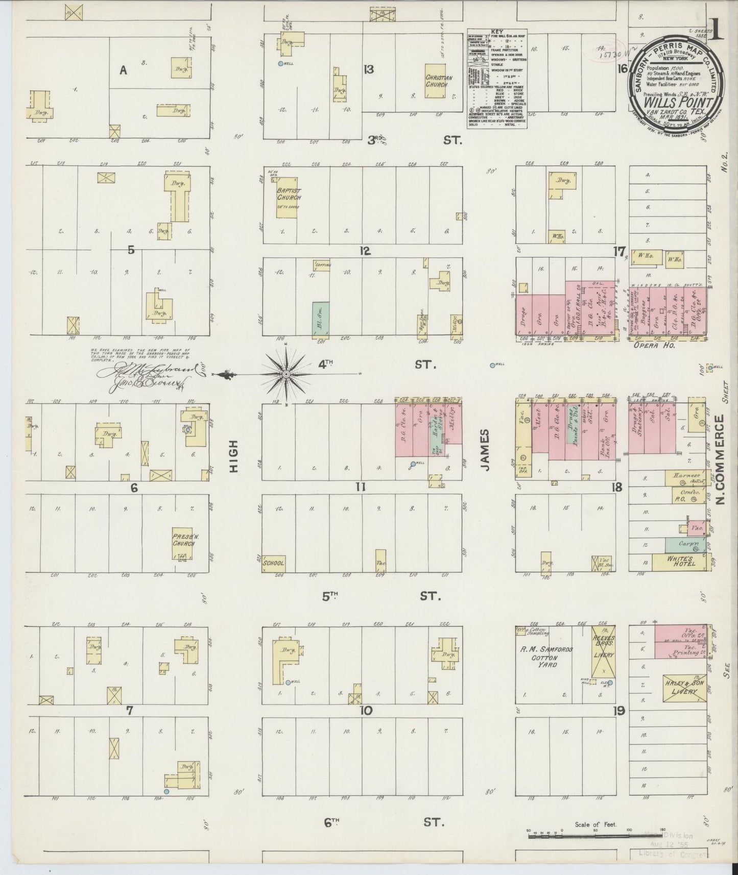 Sanborn Fire Insurance Map from Wills Point, Van Zandt County, Texas. (1891) – Historic Sanborn Fire Insurance Map Print