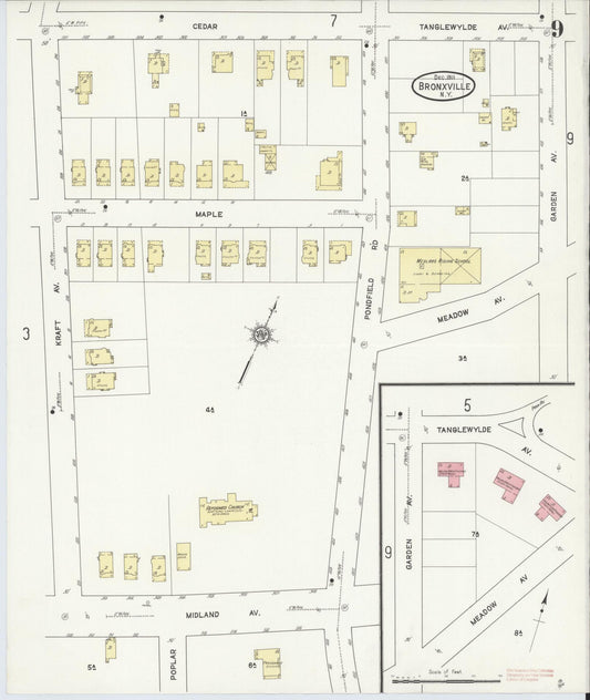 Sanborn Fire Insurance Map from Bronxville, Westchester County, New York (1911), Sheet #0009 - Historic Sanborn Fire Insurance Map Print, vintage old map wall art, antique decor, genealogy gift, New York New York map