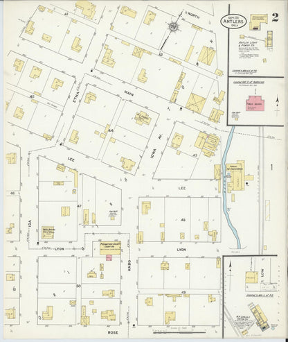 Sanborn Fire Insurance Map from Antlers, Pushmataha County, Oklahoma (1911), Sheet #0002 - Complete Map Set gallery image, historic Sanborn map, vintage wall art, Oklahoma Oklahoma