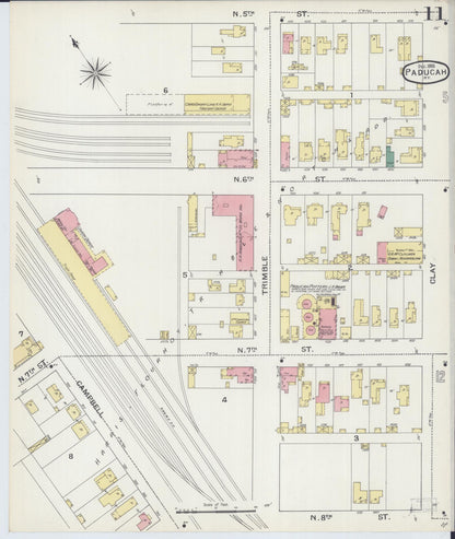 Sanborn Fire Insurance Map from Paducah, Mccraken County, Kentucky (1893), Sheet #0011 - Complete Map Set gallery image, historic Sanborn map, vintage wall art, Kentucky Kentucky
