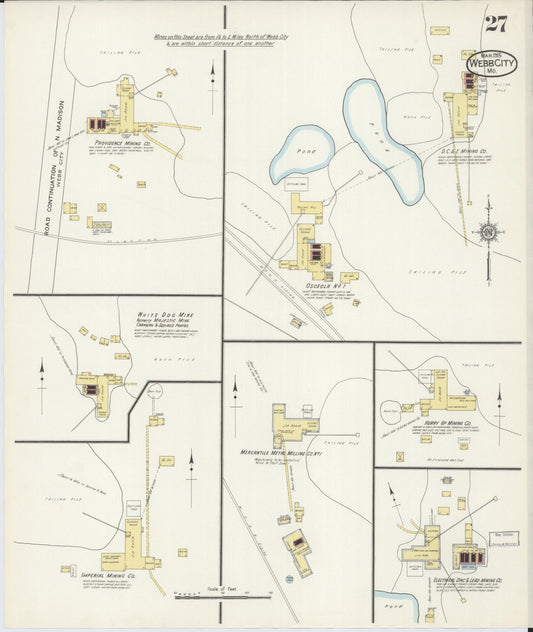 Sanborn Fire Insurance Map from Webb City, Jasper County, Missouri (1915), Sheet #0027 - Historic Sanborn Fire Insurance Map Print, vintage old map wall art, antique decor, genealogy gift, Missouri Missouri map