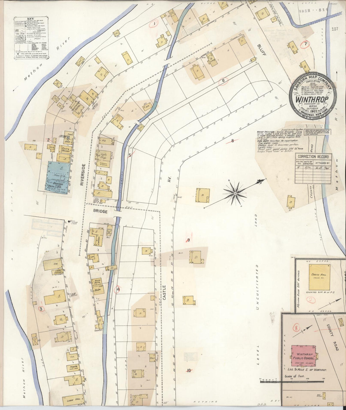 Sanborn Fire Insurance Map from Winthrop, Okanogan County, Washington (1932), Sheet #0001 - Historic Sanborn Fire Insurance Map Print, vintage old map wall art, antique decor, genealogy gift, Washington Washington map