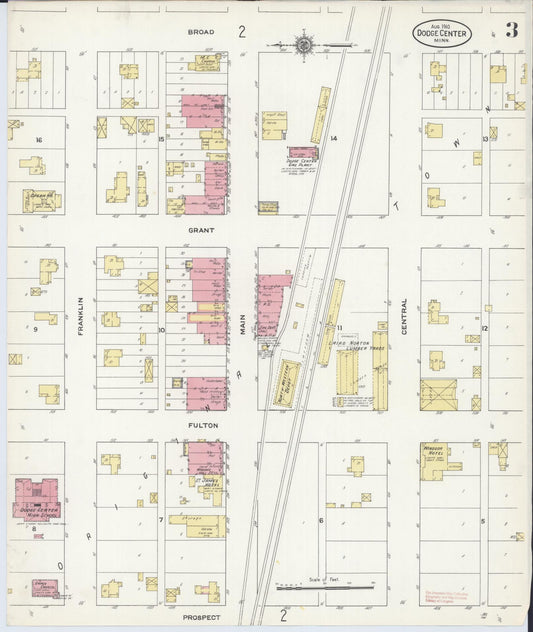 Sanborn Fire Insurance Map from Dodge Center, Dodge County, Minnesota (1910), Sheet #0003 - Historic Sanborn Fire Insurance Map Print, vintage old map wall art, antique decor, genealogy gift, Minnesota Minnesota map