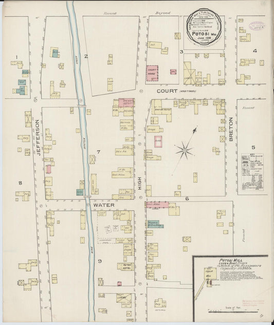 Sanborn Fire Insurance Map from Potosi, Washington County, Missouri. (1886) – Historic Sanborn Fire Insurance Map Print