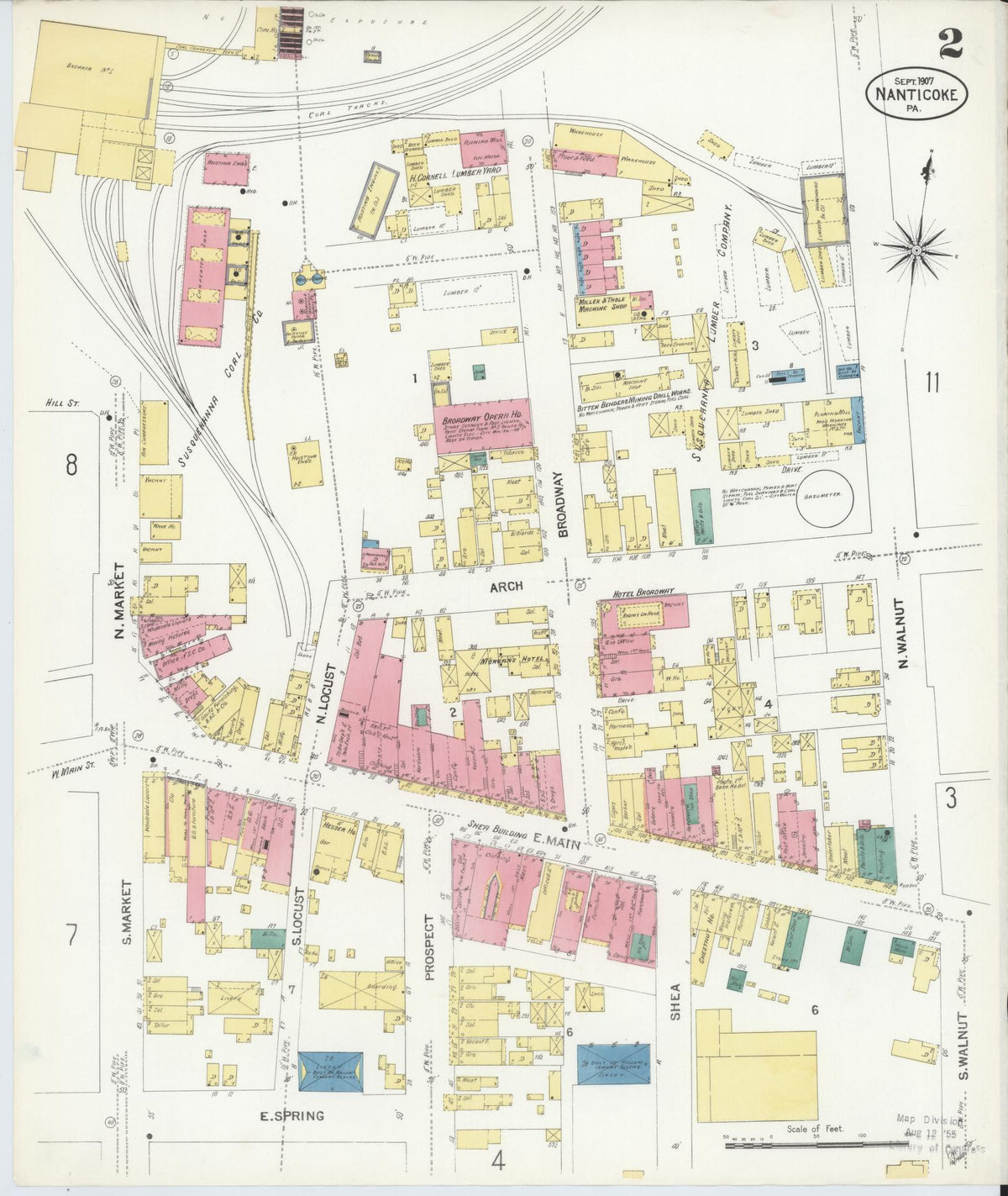 Sanborn Fire Insurance Map from Nanticoke, Luzerne County, Pennsylvania (1907), Sheet #0002 - Historic Sanborn Fire Insurance Map Print, vintage old map wall art, antique decor, genealogy gift, Pennsylvania Pennsylvania map