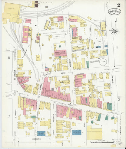 Sanborn Fire Insurance Map from Nanticoke, Luzerne County, Pennsylvania (1907), Sheet #0002 - Historic Sanborn Fire Insurance Map Print, vintage old map wall art, antique decor, genealogy gift, Pennsylvania Pennsylvania map