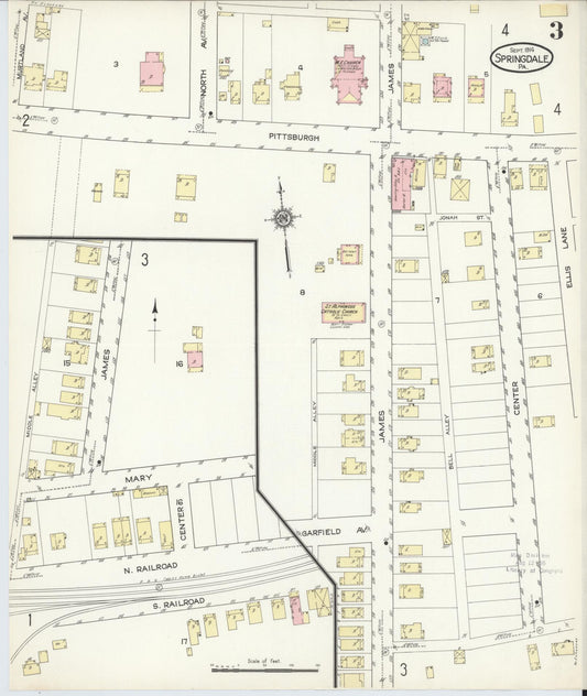 Sanborn Fire Insurance Map from Springdale, Allegheny County, Pennsylvania (1914), Sheet #0003 - Historic Sanborn Fire Insurance Map Print, vintage old map wall art, antique decor, genealogy gift, Pennsylvania Pennsylvania map