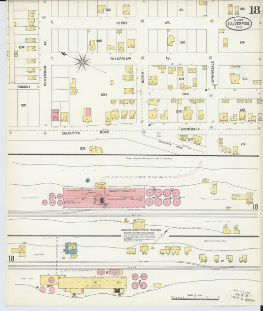 Sanborn Fire Insurance Map from East Liverpool, Columbiana County, Ohio (1903), Sheet #0018 - Historic Sanborn Fire Insurance Map Print, vintage old map wall art, antique decor, genealogy gift, Ohio Ohio map