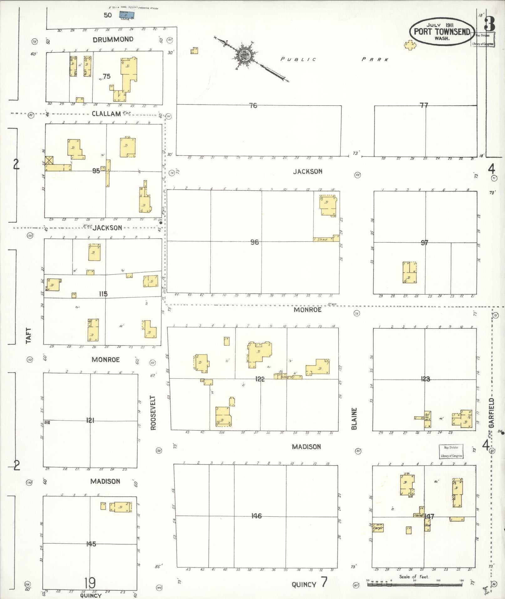 Sanborn Fire Insurance Map from Port Townsend, Jefferson County, Washington (1911), Sheet #0003 - Complete Map Set gallery image, historic Sanborn map, vintage wall art, Washington Washington