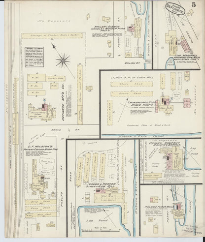 Sanborn Fire Insurance Map from Defiance, Defiance County, Ohio (1884), Sheet #0005 - Historic Sanborn Fire Insurance Map Print, vintage old map wall art, antique decor, genealogy gift, Ohio Ohio map