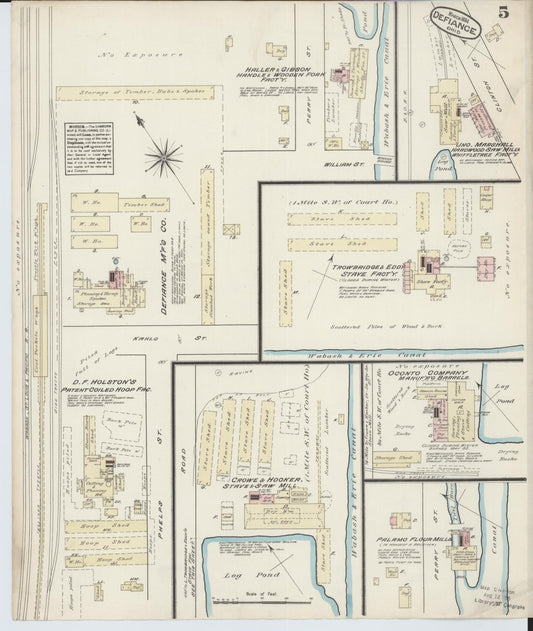 Sanborn Fire Insurance Map from Defiance, Defiance County, Ohio (1884), Sheet #0005 - Historic Sanborn Fire Insurance Map Print, vintage old map wall art, antique decor, genealogy gift, Ohio Ohio map