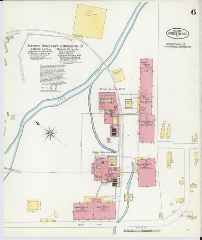 Sanborn Fire Insurance Map from Hodgenville, Larue County, Kentucky (1908), Sheet #0006 - Complete Map Set gallery image, historic Sanborn map, vintage wall art, Kentucky Kentucky