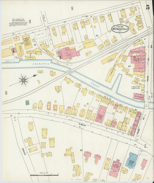 Sanborn Fire Insurance Map from Mechanicville, Saratoga County, New York (1904), Sheet #0004 - Historic Sanborn Fire Insurance Map Print, vintage old map wall art, antique decor, genealogy gift, New York New York map