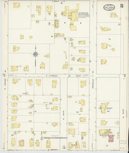 Sanborn Fire Insurance Map from Orlando, Orange County, Florida (1913), Sheet #0008 - Complete Map Set gallery image, historic Sanborn map, vintage wall art, Florida Florida