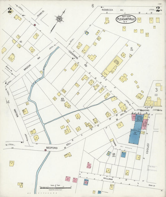 Sanborn Fire Insurance Map from Pleasantville, Westchester County, New York (1924), Sheet #0002 - Historic Sanborn Fire Insurance Map Print, vintage old map wall art, antique decor, genealogy gift, New York New York map