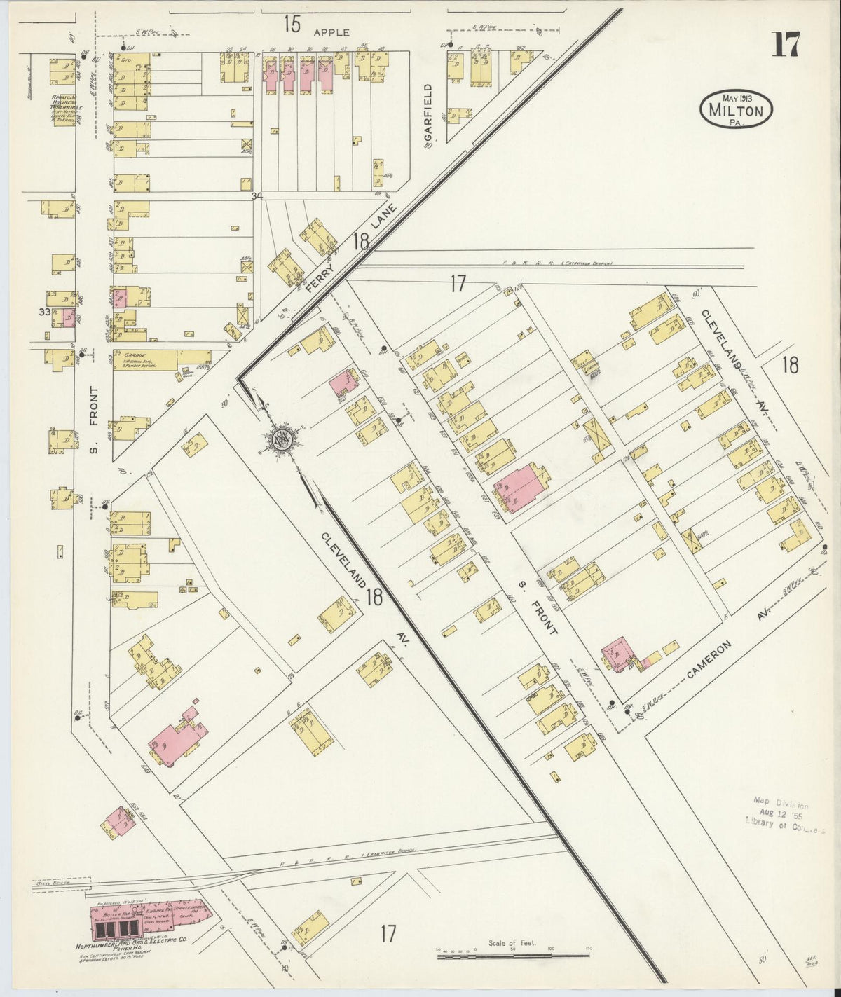 Sanborn Fire Insurance Map from Milton, Northumberland County, Pennsylvania (1913), Sheet #0017 - Complete Map Set gallery image, historic Sanborn map, vintage wall art, Pennsylvania Pennsylvania