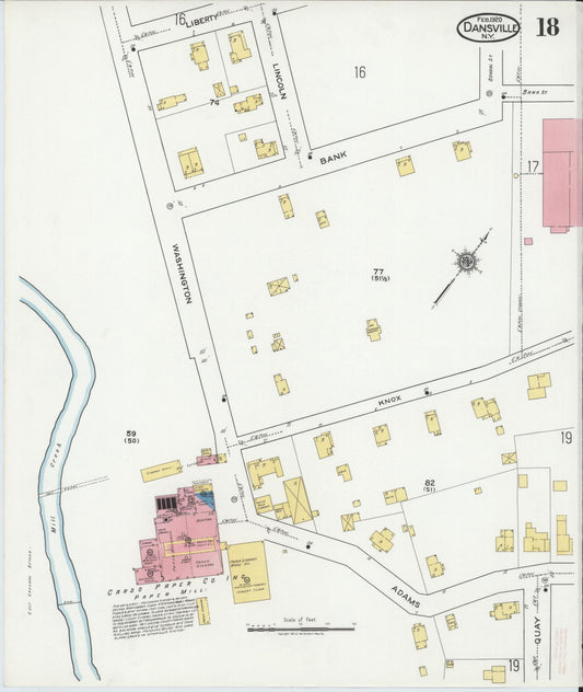 Sanborn Fire Insurance Map from Dansville, Livingston County, New York (1920), Sheet #0018 - Historic Sanborn Fire Insurance Map Print, vintage old map wall art, antique decor, genealogy gift, New York New York map