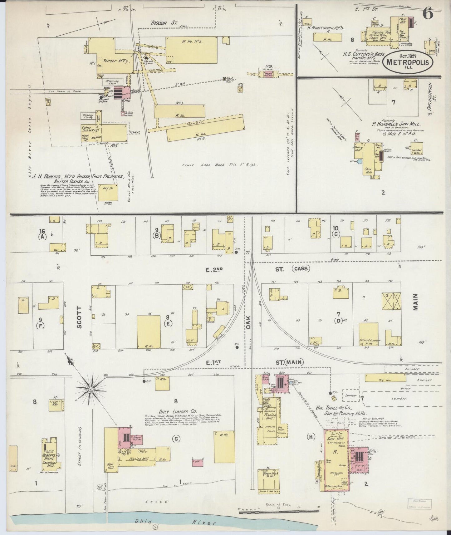 Sanborn Fire Insurance Map from Metropolis, Massac County, Illinois (1897), Sheet #0006 - Complete Map Set gallery image, historic Sanborn map, vintage wall art, Illinois Illinois