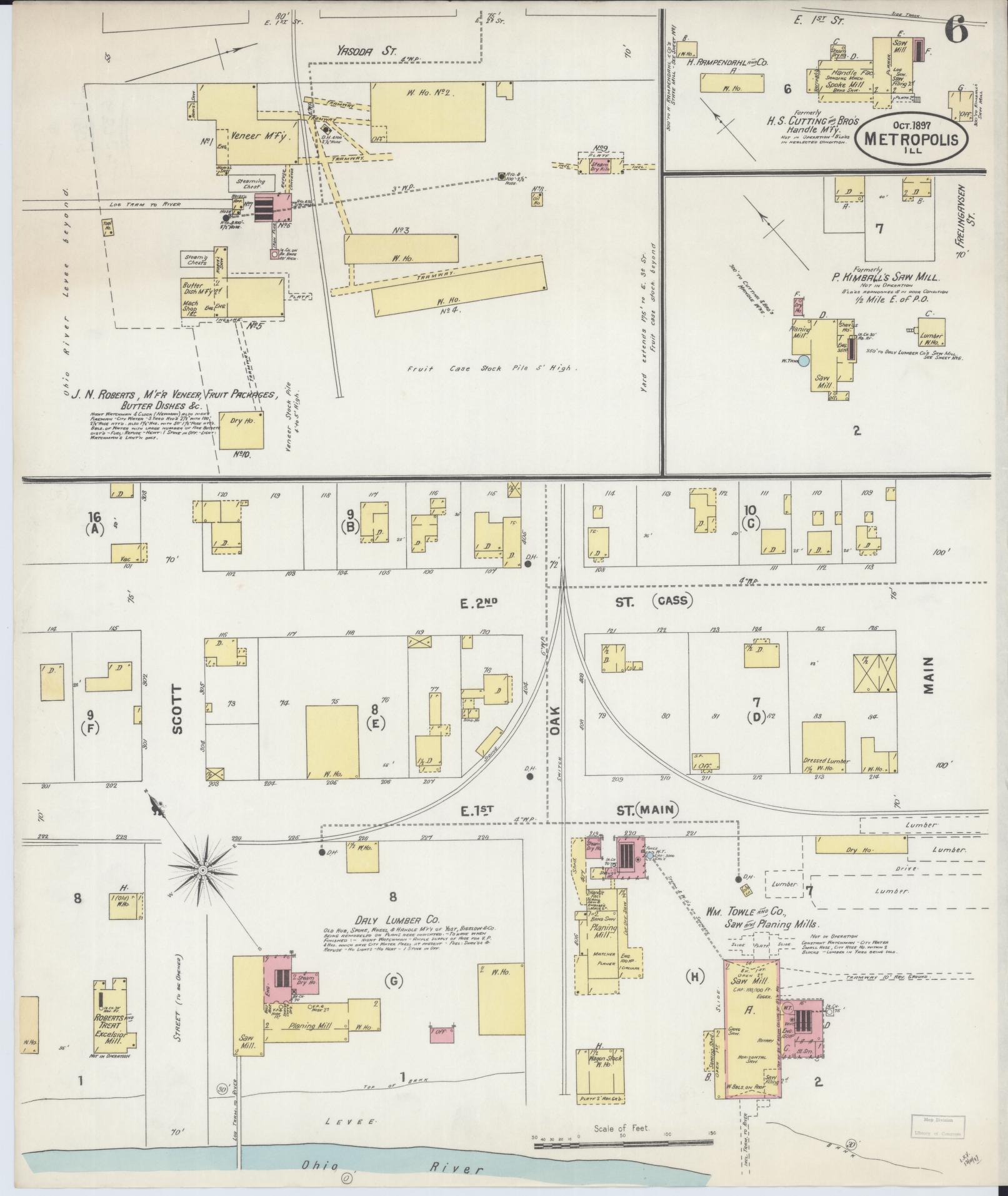 Sanborn Fire Insurance Map from Metropolis, Massac County, Illinois (1897), Sheet #0006 - Complete Map Set gallery image, historic Sanborn map, vintage wall art, Illinois Illinois