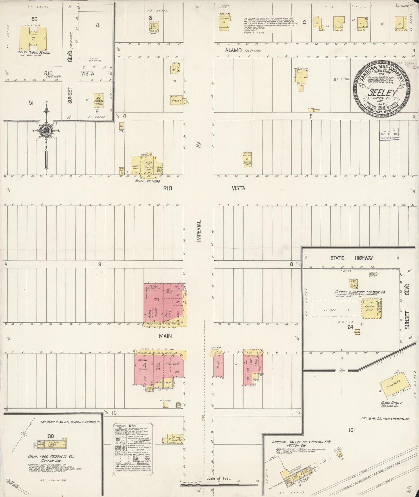Sanborn Fire Insurance Map from Seeley, Imperial County, California. (1916) – Historic Sanborn Fire Insurance Map Print