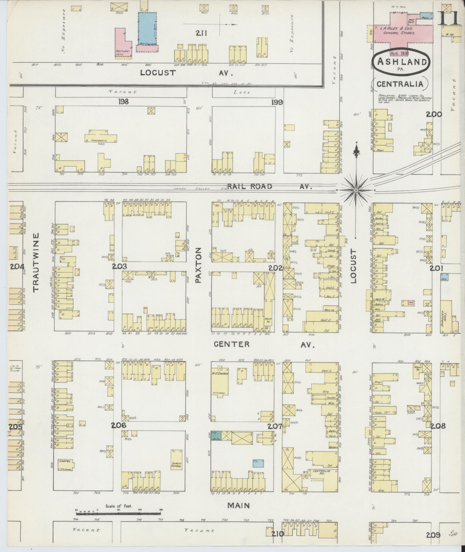 Sanborn Fire Insurance Map from Ashland, Schuylkill County, Pennsylvania (1891), Sheet #0011 - Historic Sanborn Fire Insurance Map Print, vintage old map wall art, antique decor, genealogy gift, Pennsylvania Pennsylvania map